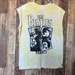 Beatles Yellow Acid Washed Let It Be Tank Top Womes Size Small